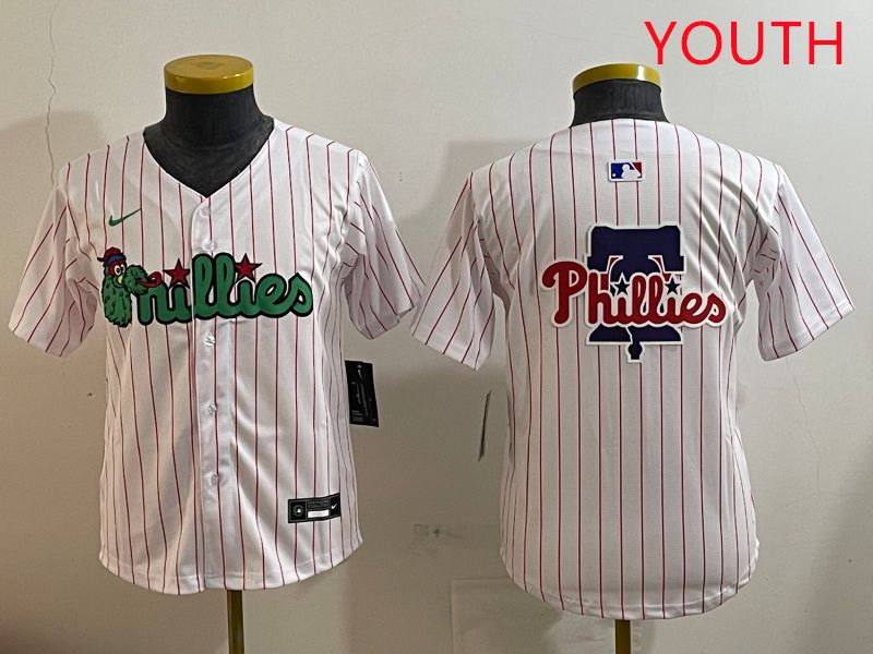 Youth Philadelphia Phillies Blank White three generations Joint Name Nike 2025 MLB Jersey style 5->youth mlb jersey->Youth Jersey